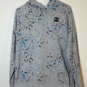 Under Armour YXL Unisex Kids Speckled Pullover Hoodie Gray Blue Black Loose Fit